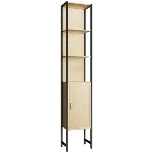 Borough Wharf Alyisa Freestanding Bathroom Cabinet Natural/Black 185cm H X 33cm W X 30cm D Image