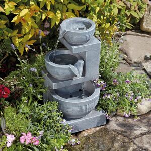 Dakota Fields Tinoco Polystone Fountain with LED Light Grey 35cm H X 20cm W X 19cm D Image