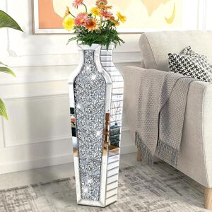 Canora Grey Belizario Glass Floor Vase Silver 68.5cm H X 13cm W X 15.5cm D Image