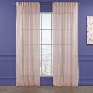 Lilijan Home & Curtain Extra Long & Extra Wide Faux Linen Sheer Curtain Panels Pink 140cm Width x 325cm Drop Image