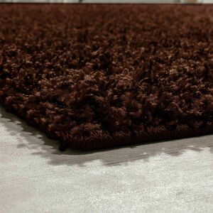 Ebern Designs Soft Shaggy Verona Rug Living Room Bedroom Carpet Hallway Runner Non Shed Pile Brown Rectangle 120 x 170cm Image