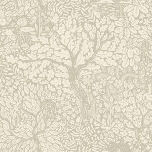 Ophelia & Co. Hjarterum Olle Forest Leaf Motif 10.05m x 53cm Matte Wallpaper Roll Taupe/White 10.05cm L X 53cm W Image