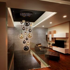 Canora Grey Duhart 14 - Light Cluster Globe Pendant Black 228.6cm H X 152.4cm W X 152.4cm D Image