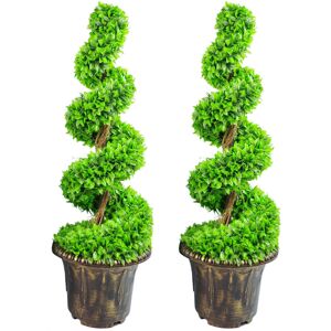 Leaf Faux Boxwood Topiary in Pot Liner Green 90cm H x 35cm W x 35cm D Image