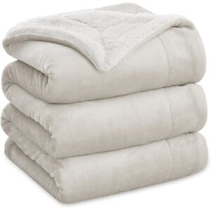Bedsure Soft Sherpa Fleece Throw Blanket Natural 230cm x 270cm Image