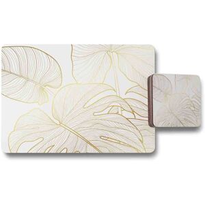 East Urban Home Moena Polyester Coated Hardwood Multi Rectangular Placemat, Coaster 11.4cm W X 29cm L Image