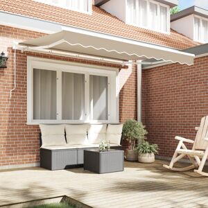 17 Stories Polyester Cover Retractable Patio Awning Beige 330 cm W x 245 cm D Image