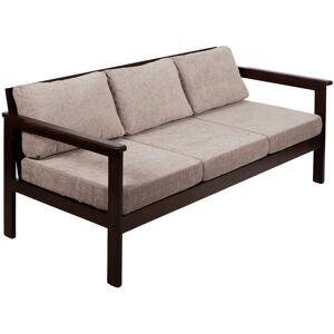 17 Stories Jaqualyn 164Cm Wide Outdoor Garden Sofa with Cushions Natural Beige/Black 70cm H X 164cm W X 70cm D Image
