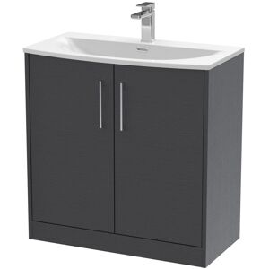 Hudson Reed Juno 800mm Free-standing Standard Single Vanity Unit Graphite Grey 833mm H X 800mm W X 440mm D Image