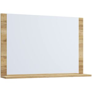 Ebern Designs Elverda Wood Framed Wall Mounted Bathroom Mirror Brown 55cm H x 80cm W Image