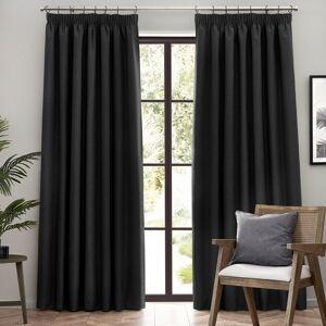 furn. Dawn 100% Blackout Pencil Pleat Curtains Black 168cm x 229cm Image