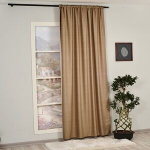 Lilijan Home & Curtain Extra Long & Extra Wide Faux Linen Decorative Curtain Single Panel Beige 140cm Width x 245cm Drop Image