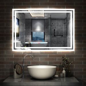 Metro Brelle Rectangle Wall Mirror White 60cm H x 100cm W Image