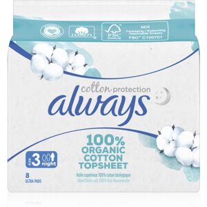 Always Cotton Protection Night sanitary towels fragrance-free 8 pc Image