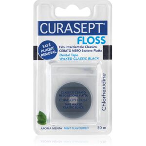 Curasept Dental Tape Waxed Classic Black Waxed Ribbon Floss With Antibacterial Ingredients Mint 50 m Image
