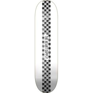 Heart Supply Check Stripe Skateboard Deck (White)  - White;Black - Size: 8" Image