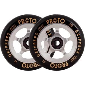 Proto Spoked Grippers Stunt Scooter Wheels 2-Pack (110mm - Black On Raw)  - Black;Silver Image
