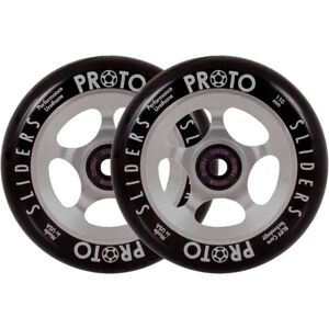 Proto Spoked Sliders Stunt Scooter Wheels 2-Pack (110mm - Black On Raw)  - Silver;Black Image