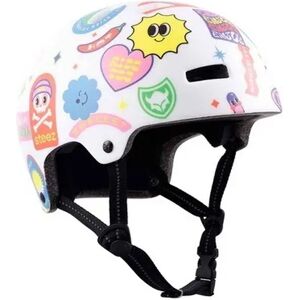 TSG Nipper Maxi Satin Skate Helmet (Happy Sticker White)  - White;Blue;Pink - Size: 2X-Small Image