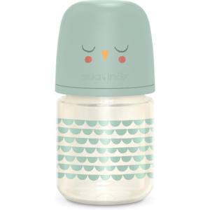 Suavinéx Bonhomia Premium Baby Bottle in Glass with Silicone Teat 120mL Green S Image