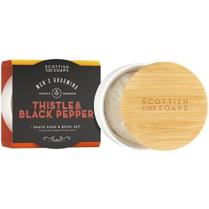 Scottish Fine Soaps Thistle & Black Pepper Shave Soap & Bowl Set 100g Image
