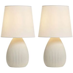 BHS Freya Teardrop Set Of 2 Ceramic Cream Table Lamps Image