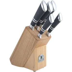Sabatier Five Piece Knife Set With Ash Wood Storage Block Image