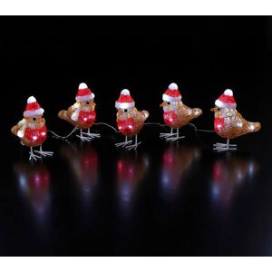 Noma Set of 5 Acrylic Robins With Hat And Scarf String Lights Image