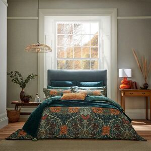 Morris & Co Honeysuckle and Tulip Single Duvet Cover Set Mulberry and Teal Image