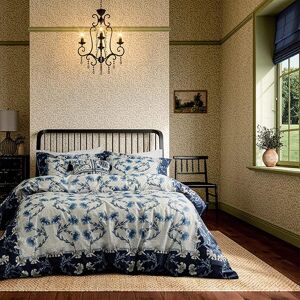 Morris & Co for V&A; Scrolling Carnation Duvet Cover Set Super King Size Indigo & Ivory Image