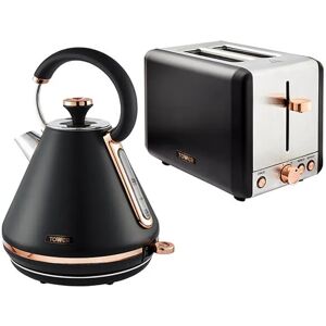 Tower Cavaletto Pyramid Kettle and 2 Slice Toaster Set Black Image
