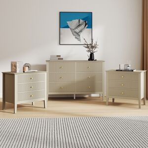 Large 6 Drawer Chest Of Drawers and Pair Of Large Bedside Tables - Hales Taupe Range Material: Furniture/Furniture Ranges/Hales Range/Hales Taupe Range Image