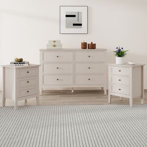 Large 6 Drawer Chest of Drawers and Pair of 3 Drawer Bedside Tables - Rowley Taupe Grey Range Material: Furniture/Furniture Ranges/Rowley Range/Rowley Taupe Grey Range Image