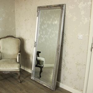 Large Ornate Silver Wall/Floor Mirror 176cm x 76cm Material: Mirrors Image