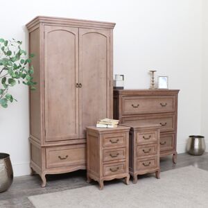 Large Solid Wood Wardrobe, 3 Drawer Chest Of Drawers & Pair of 3 Drawer Bedside Table - Hessian Range Material: Furniture/Furniture Ranges/Hessian Range Image