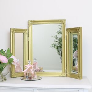 Ornate Gold Triple Dressing Table Mirror 55cm x 74cm Material: Mirrors Image