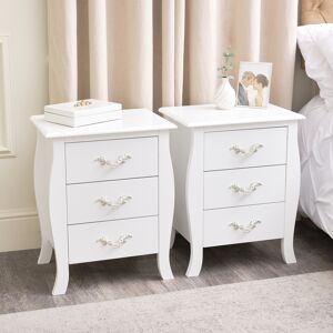 Pair of 3 Drawer Bedside Tables - Elizabeth White Range Material: Furniture/Furniture Ranges/Elizabeth Range/Elizabeth White Range Image