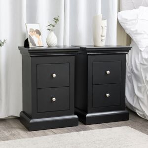 Pair of Black 2 Drawer Bedside Tables - Slimline Haxey Black Range Material: Furniture/Furniture Ranges/Slimline Haxey Range/Slimline Haxey Black Range Image