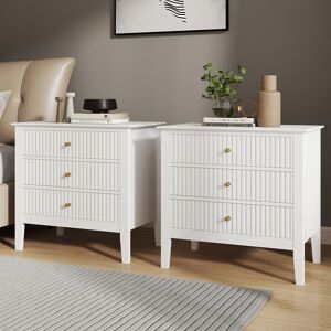 Pair Of Large 3 Drawer Bedside Tables - Hales White Range Material: Furniture/Furniture Ranges/Hales Range/Hales White Range Image