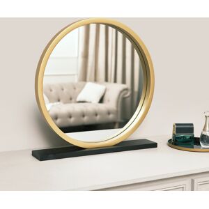 Round Gold & Black Freestanding Table Top Mirror Material: Mirrors Image