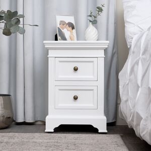 White Two Drawer Bedside Table - Daventry White Range Material: Furniture/Furniture Ranges/Daventry Range/Daventry White Range Image