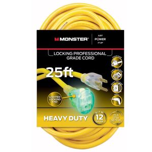 Monster Cable Just Power It Up Outdoor 25 ft. L Yellow Extension Cord 12/3 SJTW Image