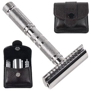Parker A1R Chrome Plated Travel CLOSED Comb Safety Razor with Case #10070723 Image