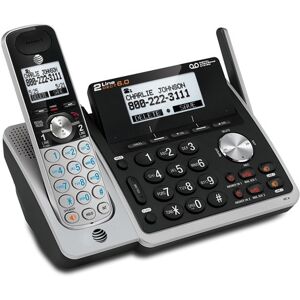 AT&T TL88102 DECT 6.0 2-Line Expandable Corded/Cordless Phone with Answering System, Silver/Black, 1 Handset Image