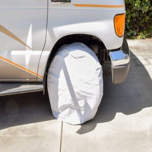 Valterra All-Weather RV Tire Covers, 24"-26" Wheel Dia, White, Pair Image