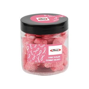 Positive Promotions 50 Breast Cancer Awareness Pink Sugar Gummy Bears Candy Jars - Full-Color Personalization Available Image