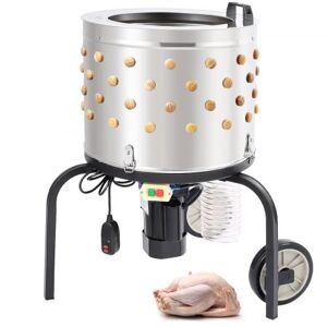 VEVOR Chicken Plucker Machine, Feather Plucker with 20-inch Stainless Steel Drum, Defeathering Equipment with 108 Soft Fingers, Simple Debris Collection, 500W High Power Poultry Plucking Image