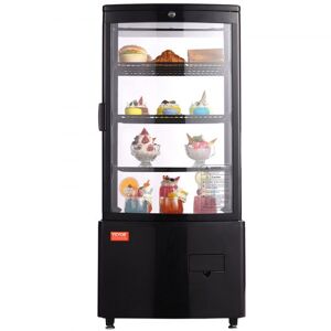 VEVOR Refrigerated Display Case, 3 Cu.Ft./85L Countertop Pastry Display Case, 3-Tier Commercial Display Refrigerator with LED Lighting, TURBO Cooling, Frost-Free Air-Cooling, Locked Door for Bakery Image