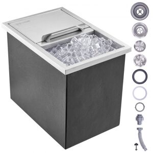 VEVOR Drop in Ice Chest, 18"L x 12"W x 14.5"H Stainless Steel Ice Cooler, Commercial Ice Bin with Sliding Cover, 40.9 qt Outdoor Kitchen Ice Bar, Drain-pipe and Drain Plug Included, for Cold Wine Beer Image