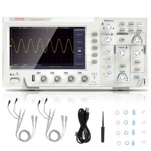 VEVOR Digital Oscilloscope, 1GS/S Sampling Rate, 100MHZ Bandwidth Portable Oscilloscope with 4 Channels 7-inch Color Screen, 30 Automatic Measurement Functions for Electronic Circuit Testing DIY Image
